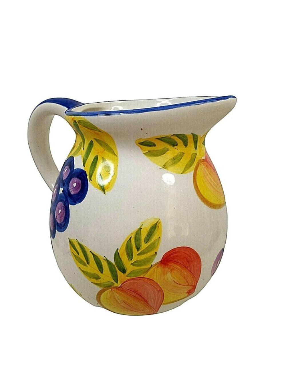 Artist Touch Orchard Jubilee Handpainted Ceramic 7 in Pitcher Multicolor